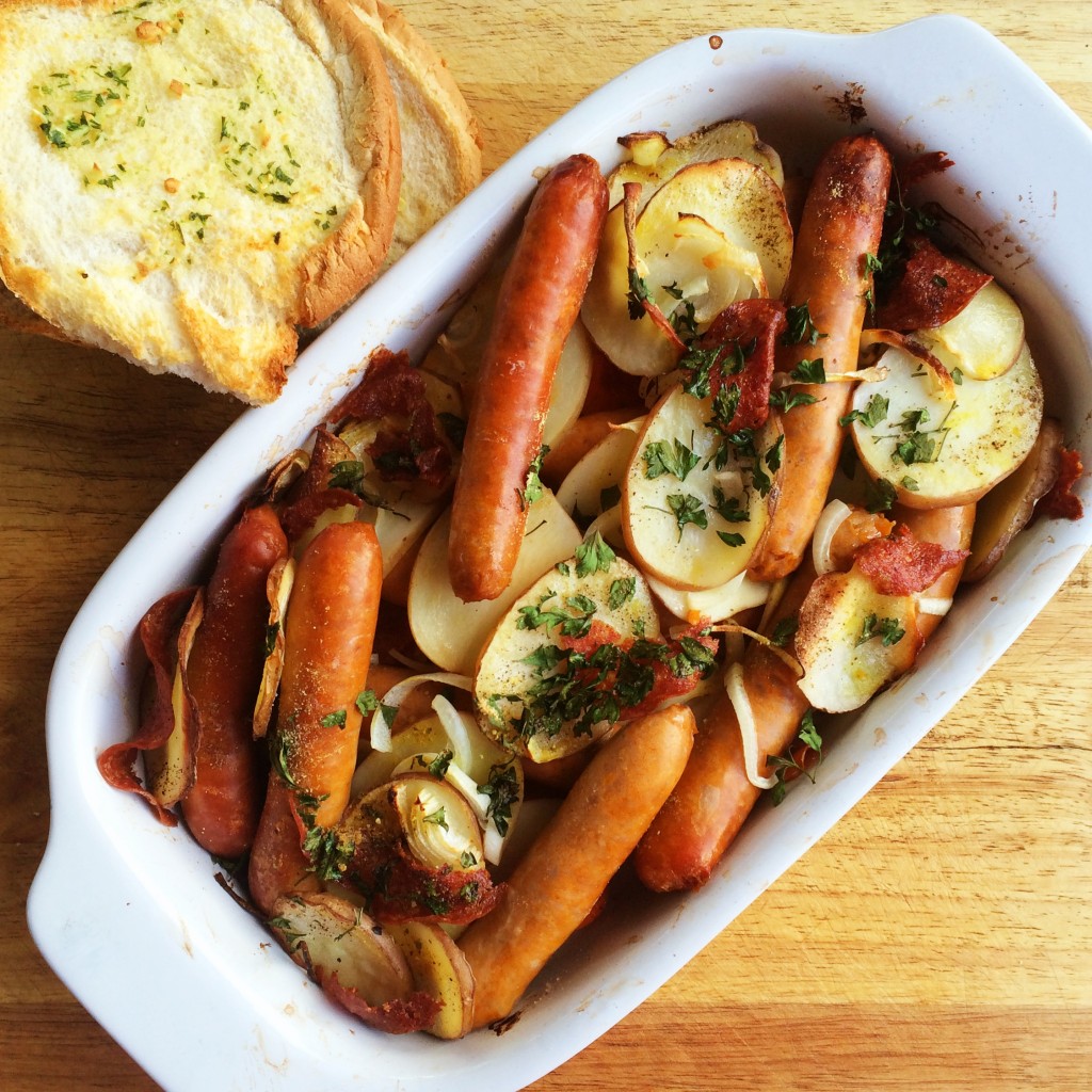 Baked Sausage, Potato & Salami