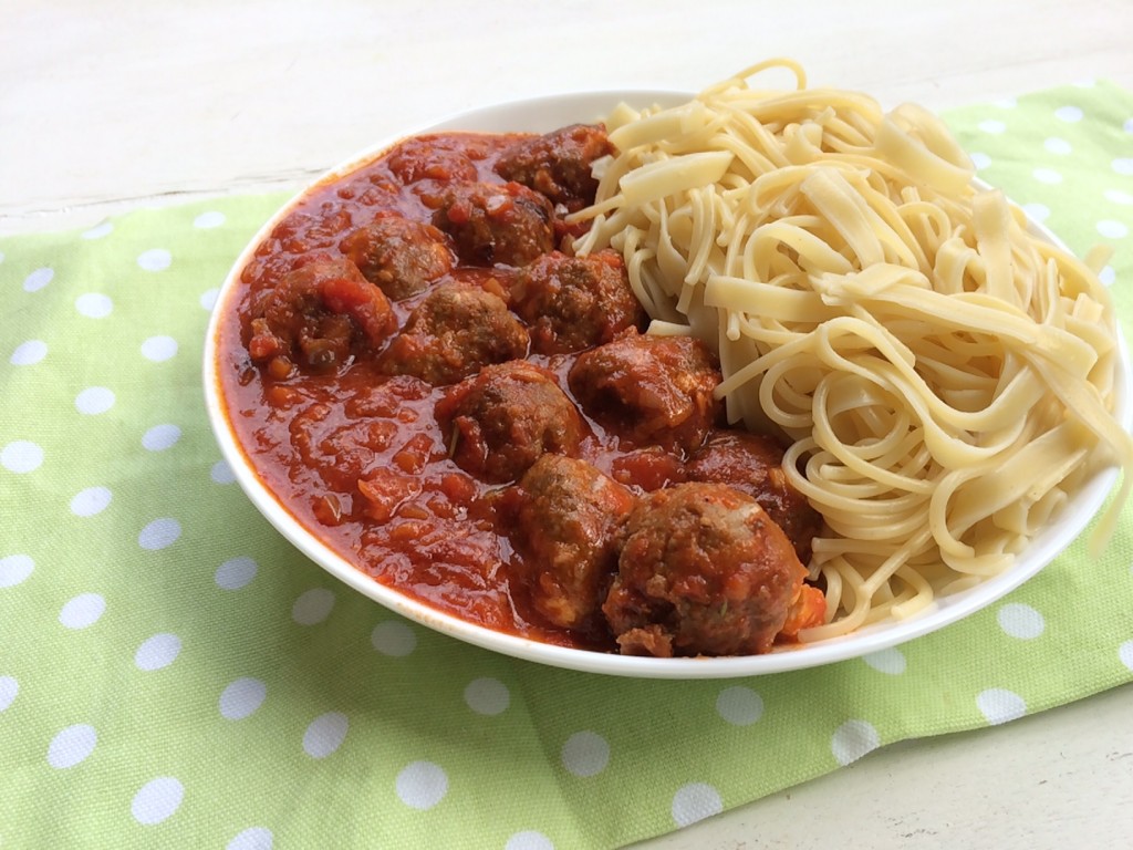 Lamb and Fetta Meatballs with Spaghetti and Sauce