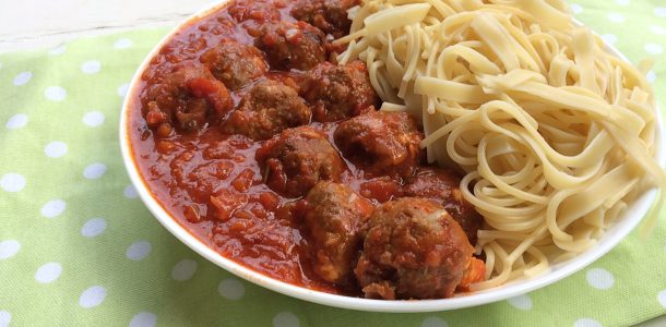 Lamb and Fetta Meatballs with Spaghetti and Sauce