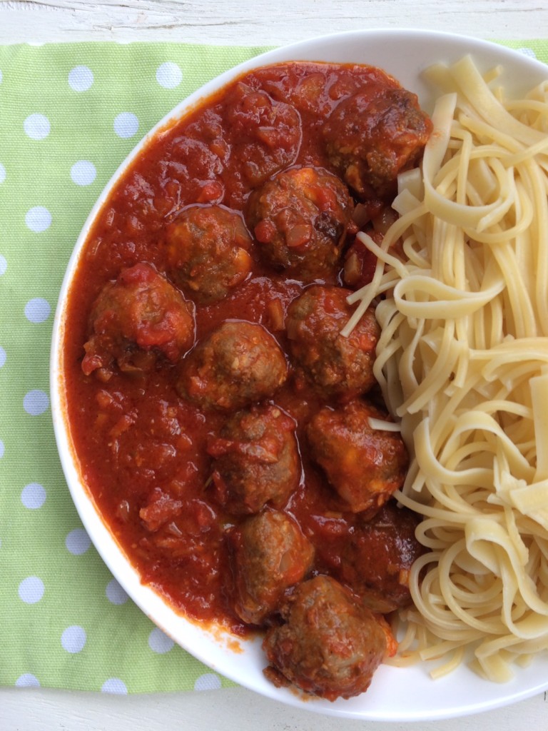 Lamb and Fetta Meatballs with Spaghetti and Sauce