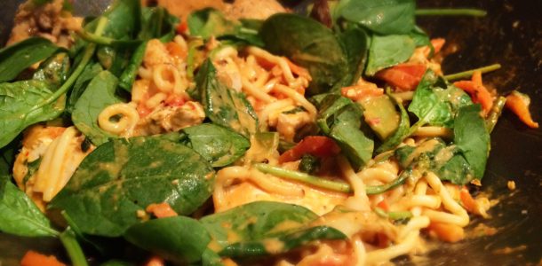 Laksa Style Noodles with Chicken and Vegetable