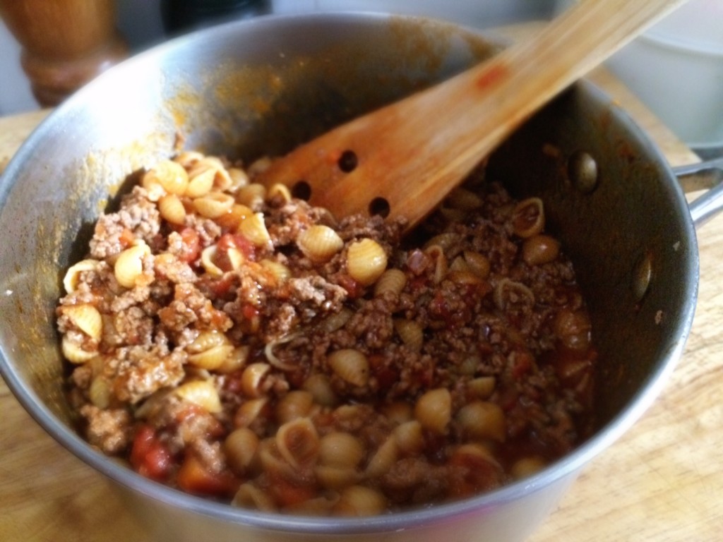 One Pot Beef Bolognese with Shell Pasta