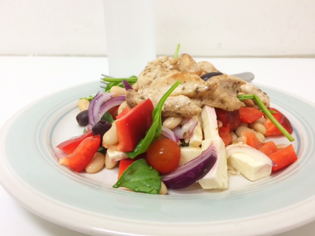 Work Lunch: Greek Salad with Grilled Chicken Breast