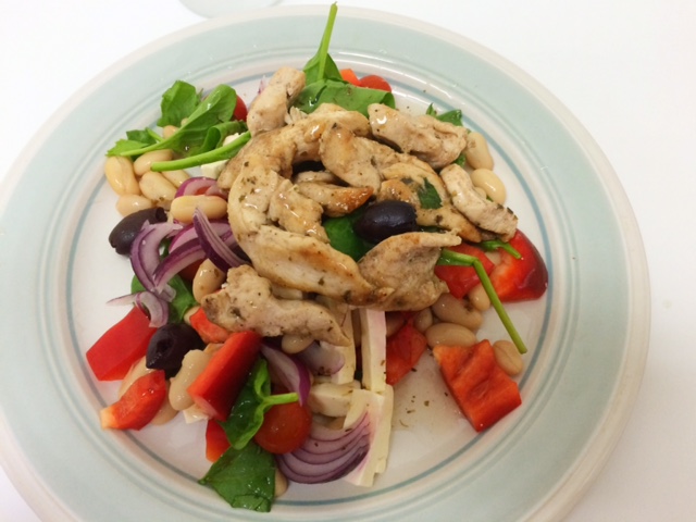Work Lunch: Greek Salad with Grilled Chicken Breast