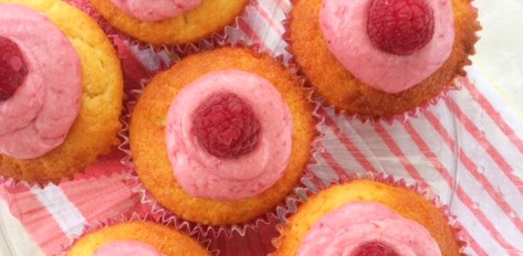 Lemon Cupcakes with Raspberry Icing