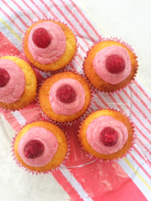 Lemon Cupcakes with Raspberry Icing