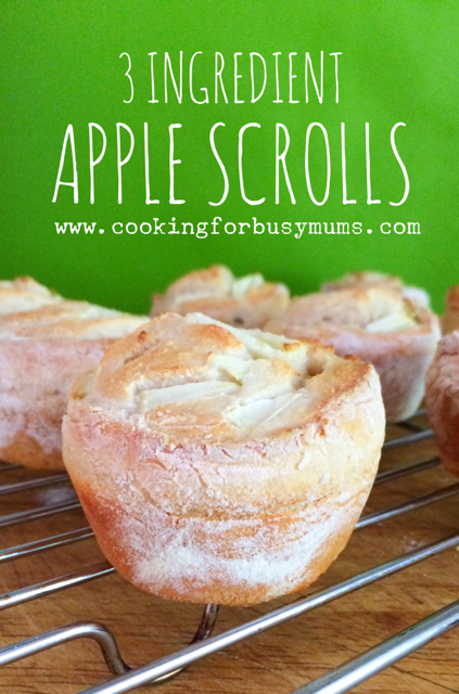 These 3 Ingredient Apple Scrolls are made from ingredients you most likely always have on hand.  Fruit yoghurt, self raising flour and a fresh apple.  Yes it's that easy.