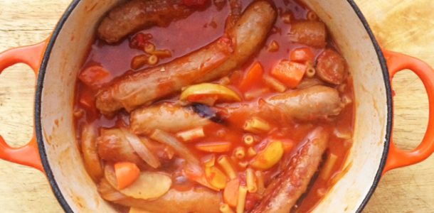 One Pot Devilled Sausages and Macaroni