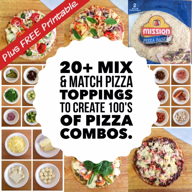 20 Plus Mix and Match Pizza Toppings plus a FREE Printable