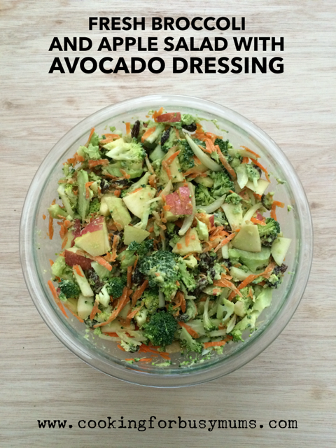 Fresh & Tasty Broccoli And Apple Salad with Avocado Dressing - side dish or work lunch