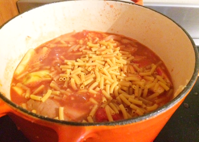 One Pot Devilled Sausages and Macaroni