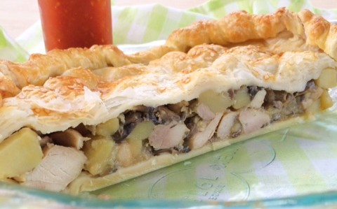 Classic Chicken, Mushroom and Potato Pie, celebrating 100 years of Pyrex