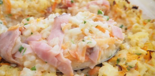 Ham and Mixed Rice Casserole (gluten free) - budget friendly to feed a crowd