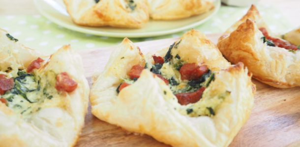 Traditional Italian Salami, Spinach and Cheese Puffs