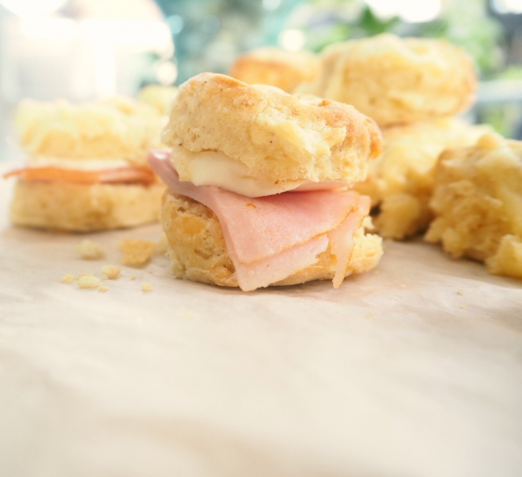 Savoury Cheese Scones with Ham and Cream Cheese