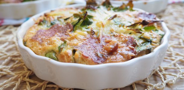 Quick Individual Salami and Spinach Frittatas