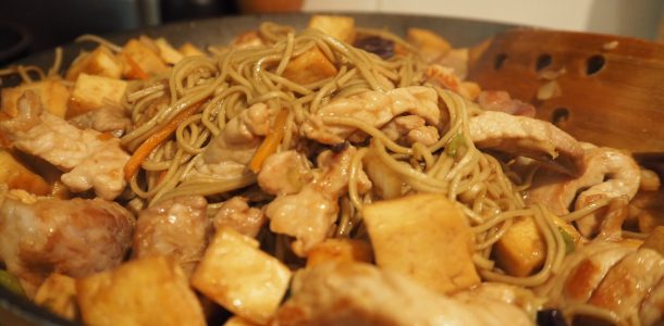 Gluten Free Pork, Tofu and Soba Noodle Stir Fry
