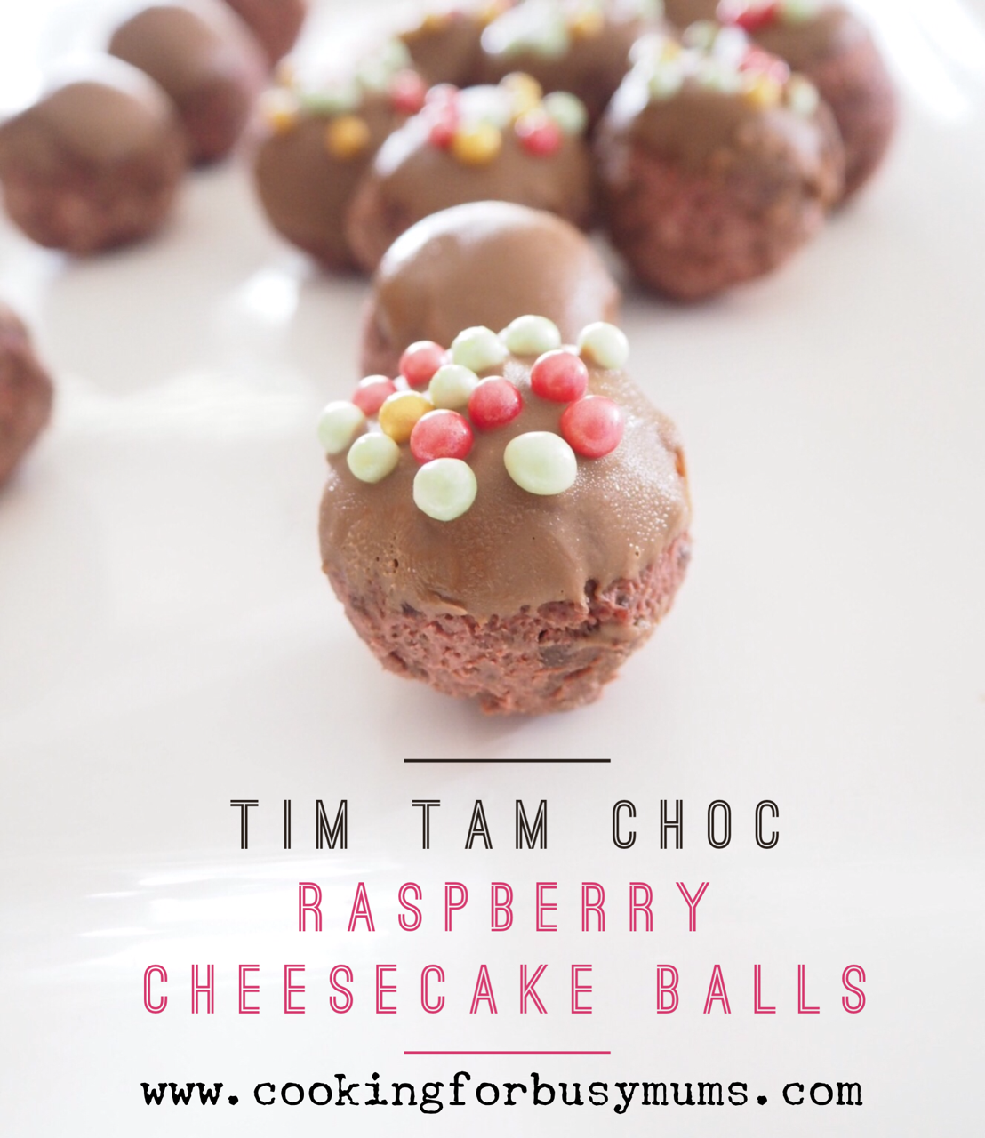 Three Ingredient Tim Tam Choc Raspberry Cheesecake Balls