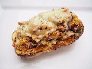 Bacon and Couscous Stuffed Butternut Pumpkin