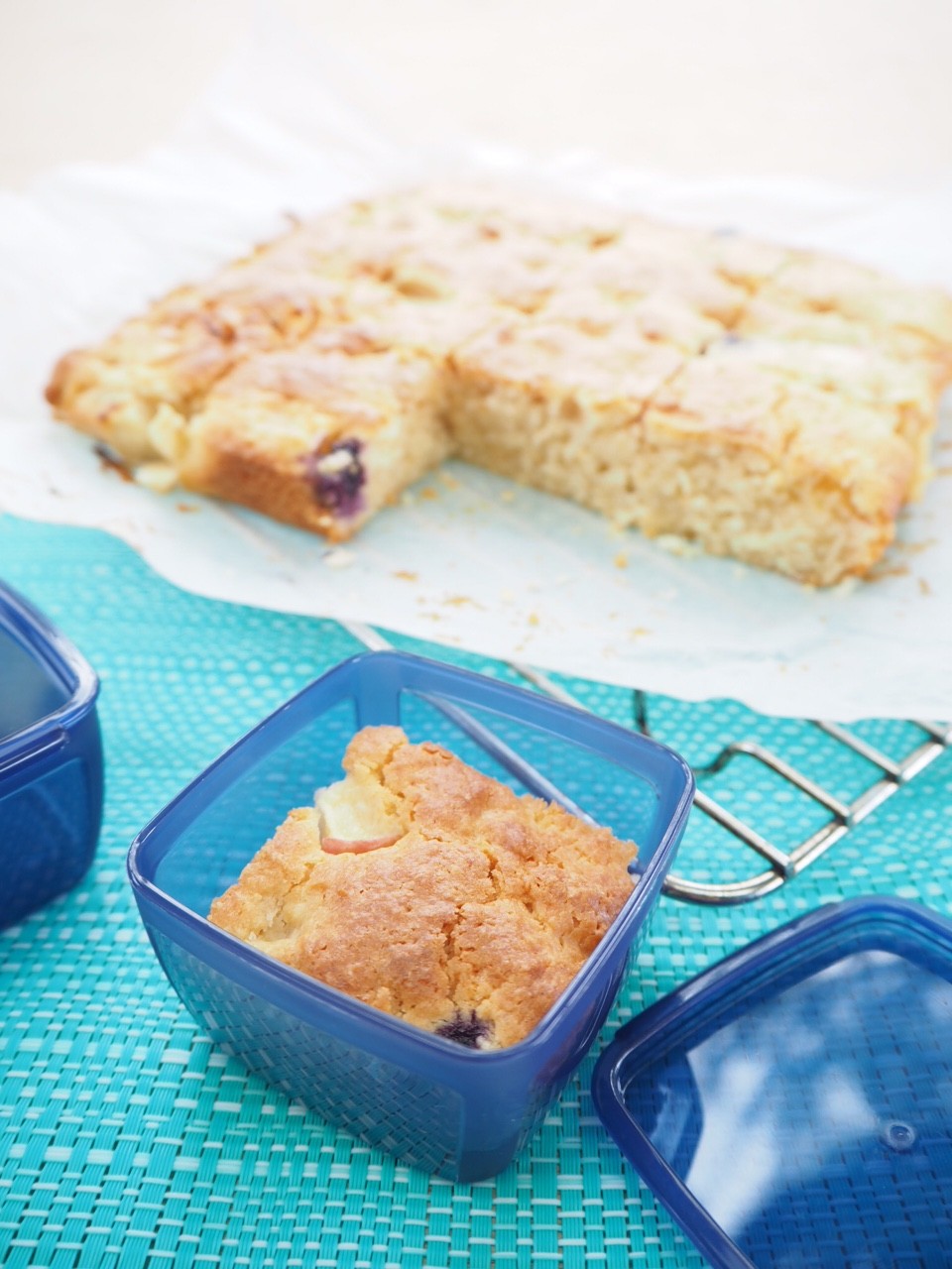 Apple, Blueberry and Yoghurt Cake Slice