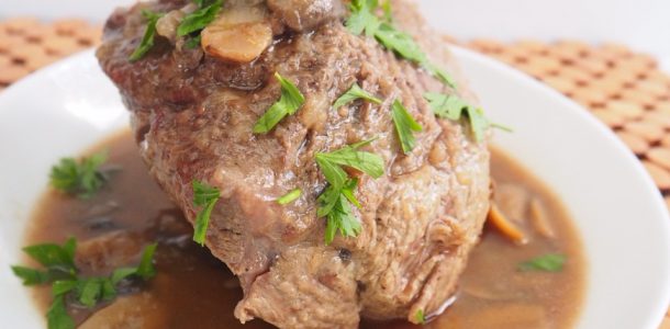 Pressure Cooker Beef Roast with Mushroom and Onion Gravy