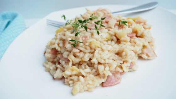 No Stir Bacon and Leek Risotto