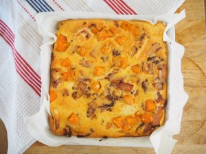 Bacon, Sweet Potato and Halloumi Frittata