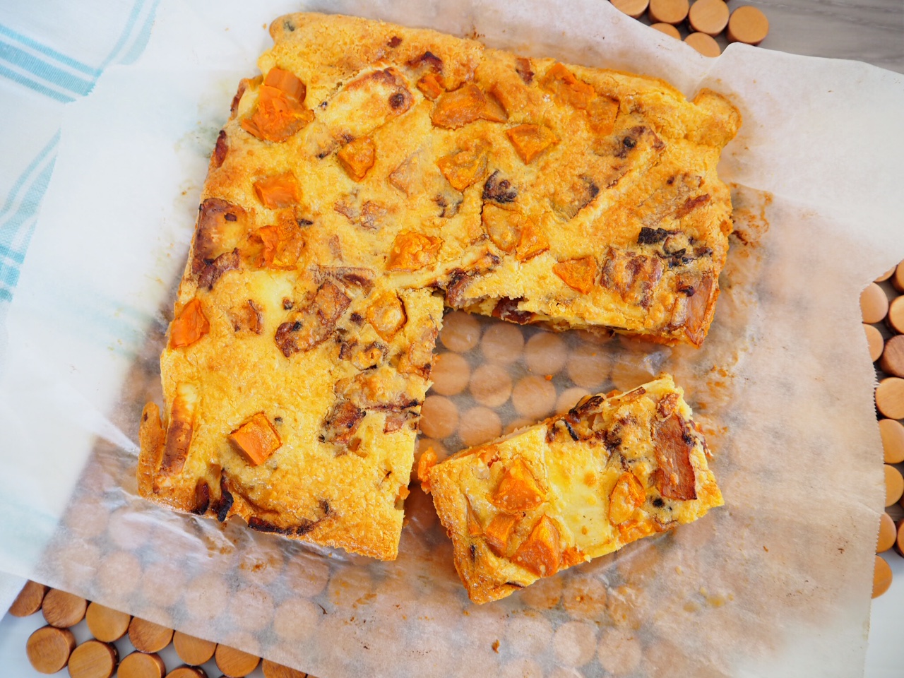 Bacon, Sweet Potato and Halloumi Frittata