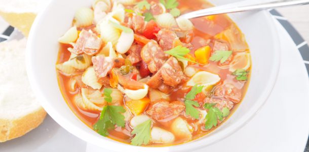 Slow Cooker Chorizo Minestrone Soup