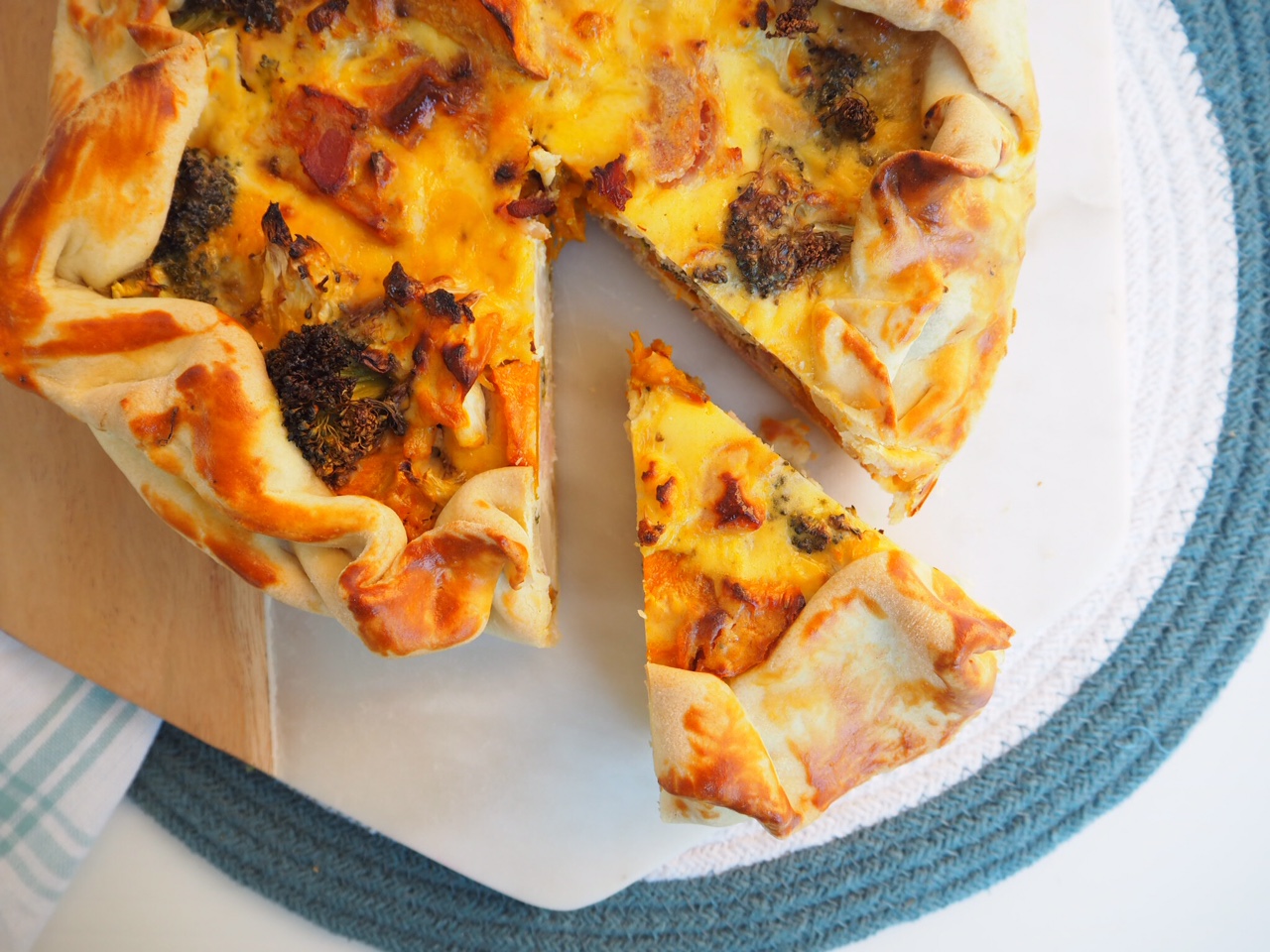 Roasted Vegetable and Bacon Quiche