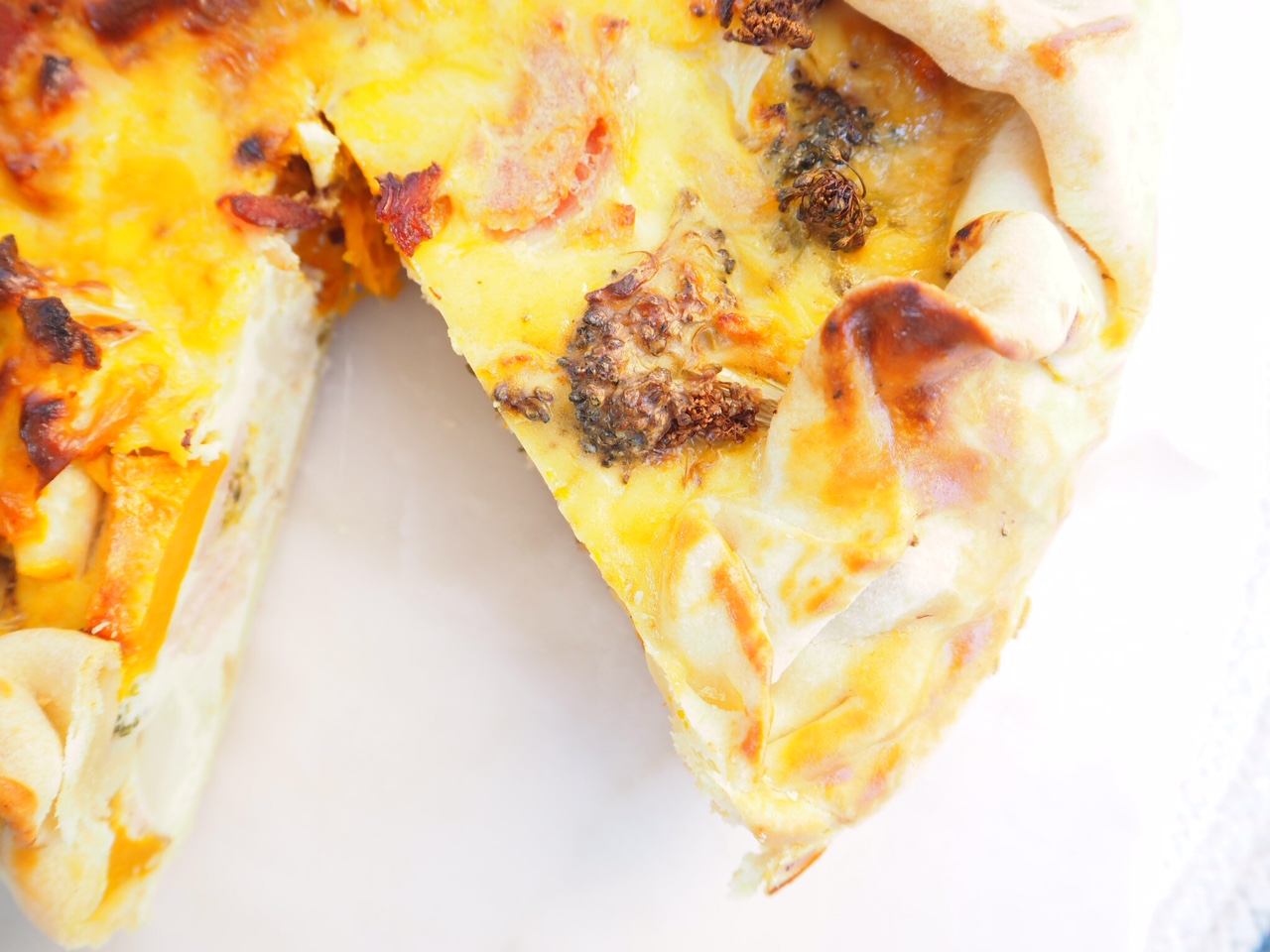 Roasted Vegetable and Bacon Quiche