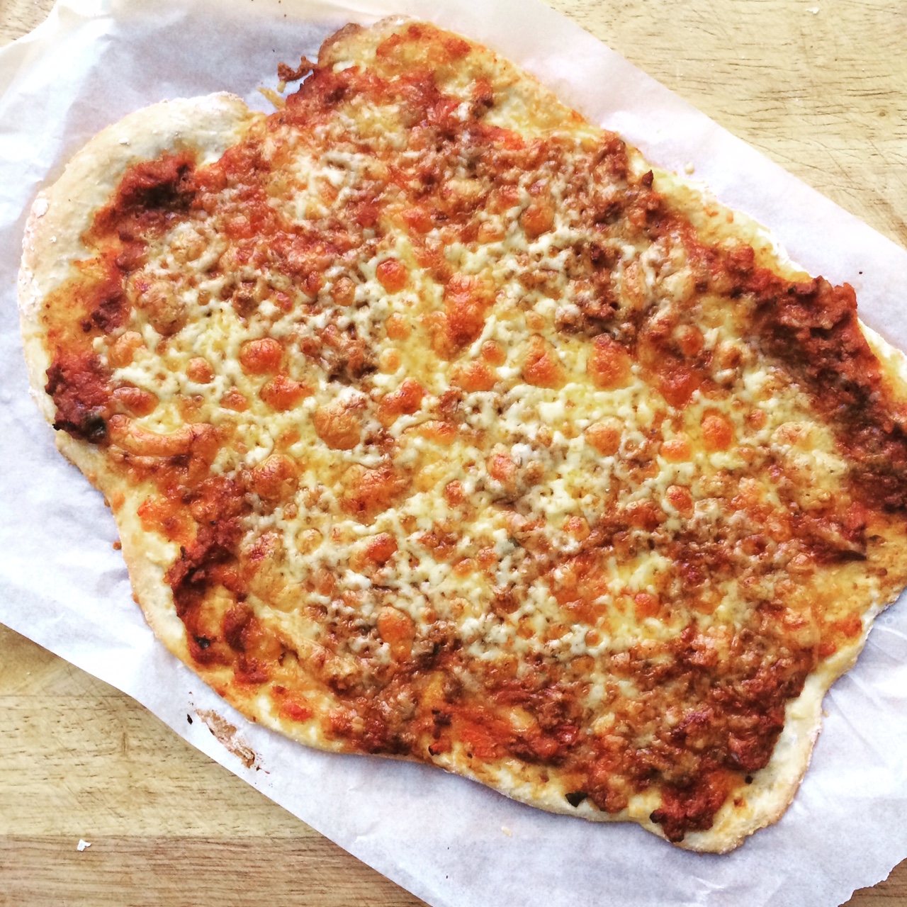 Bolognese Sauce Pizza with a Yoghurt Bread Base