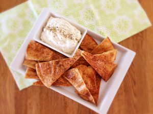 Lebanese Bread Garlic Chips with Whipped Feta Dip