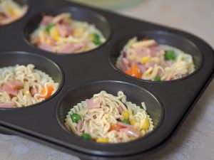 Five Ingredient Ham, Vegetable and Noodle Cups