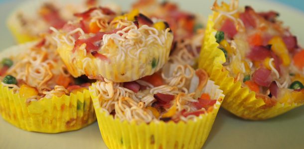 Five Ingredient Ham, Vegetable and Noodle Cups