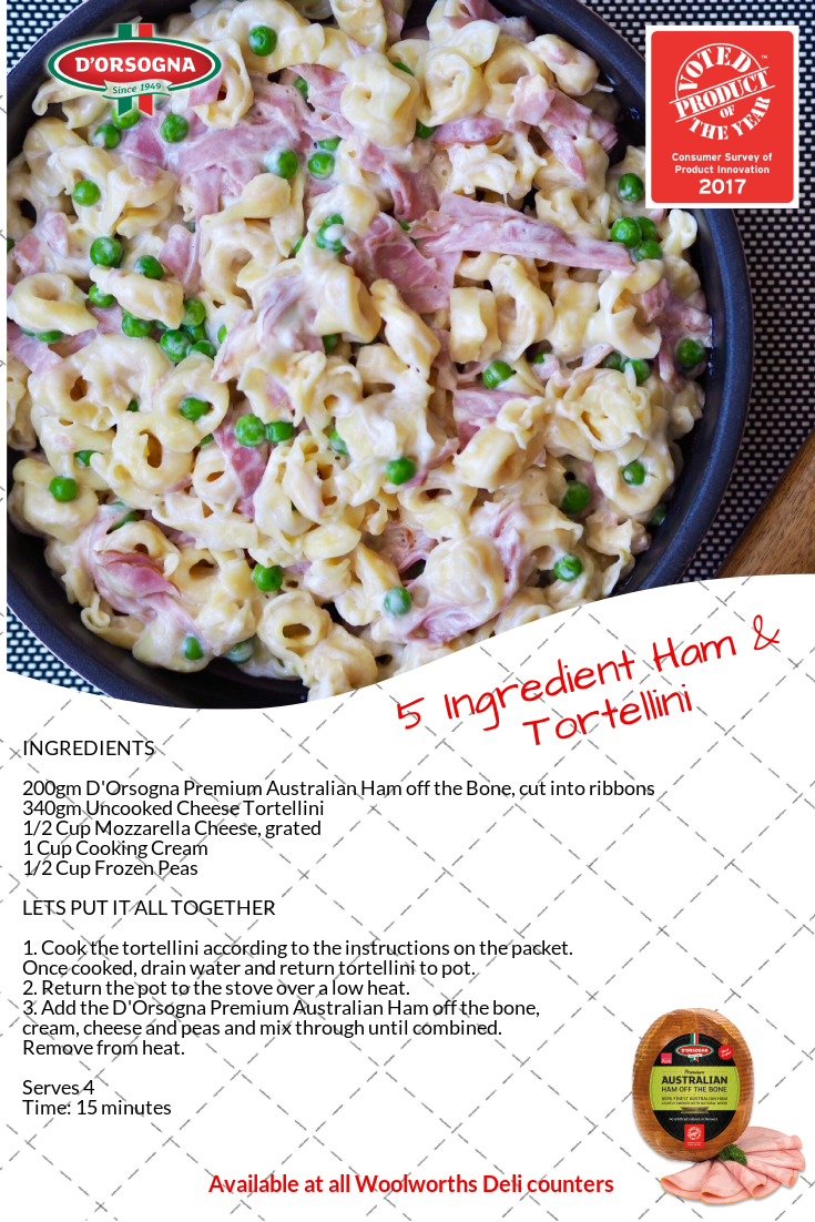 5 Ingredient, 15 Minute Ham and Cheese Tortellini