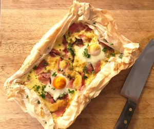 Triple Smoked Ham & Egg Filo Tart