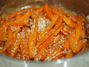 Five Ingredient Honey Glazed Carrots and Sweet Potato