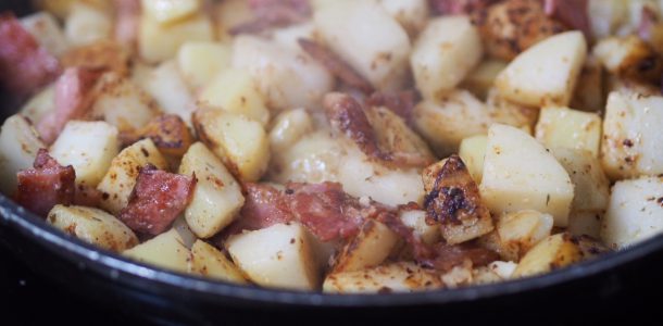 Stove Top Potatoes with Maple Streaky Bacon