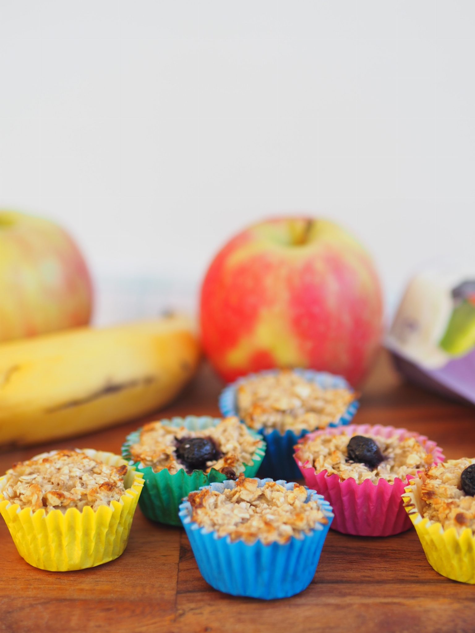 Oaty Yoghurt Blueberry, Banana and Apple Mini Muffins