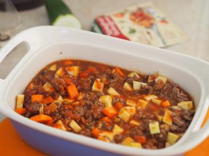 Beef Bolognese Casserole with Parmesan Dumplings