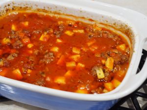 Beef Bolognese Casserole with Parmesan Dumplings