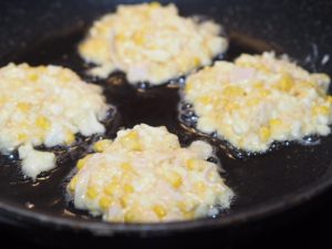 Chicken, Cauliflower, Corn and Feta Fritters