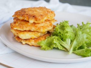 Chicken, Cauliflower, Corn and Feta Fritters