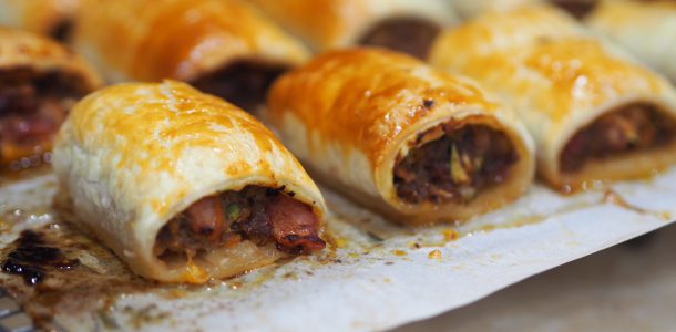 Beef, Bacon and Vegetable Sausage Rolls