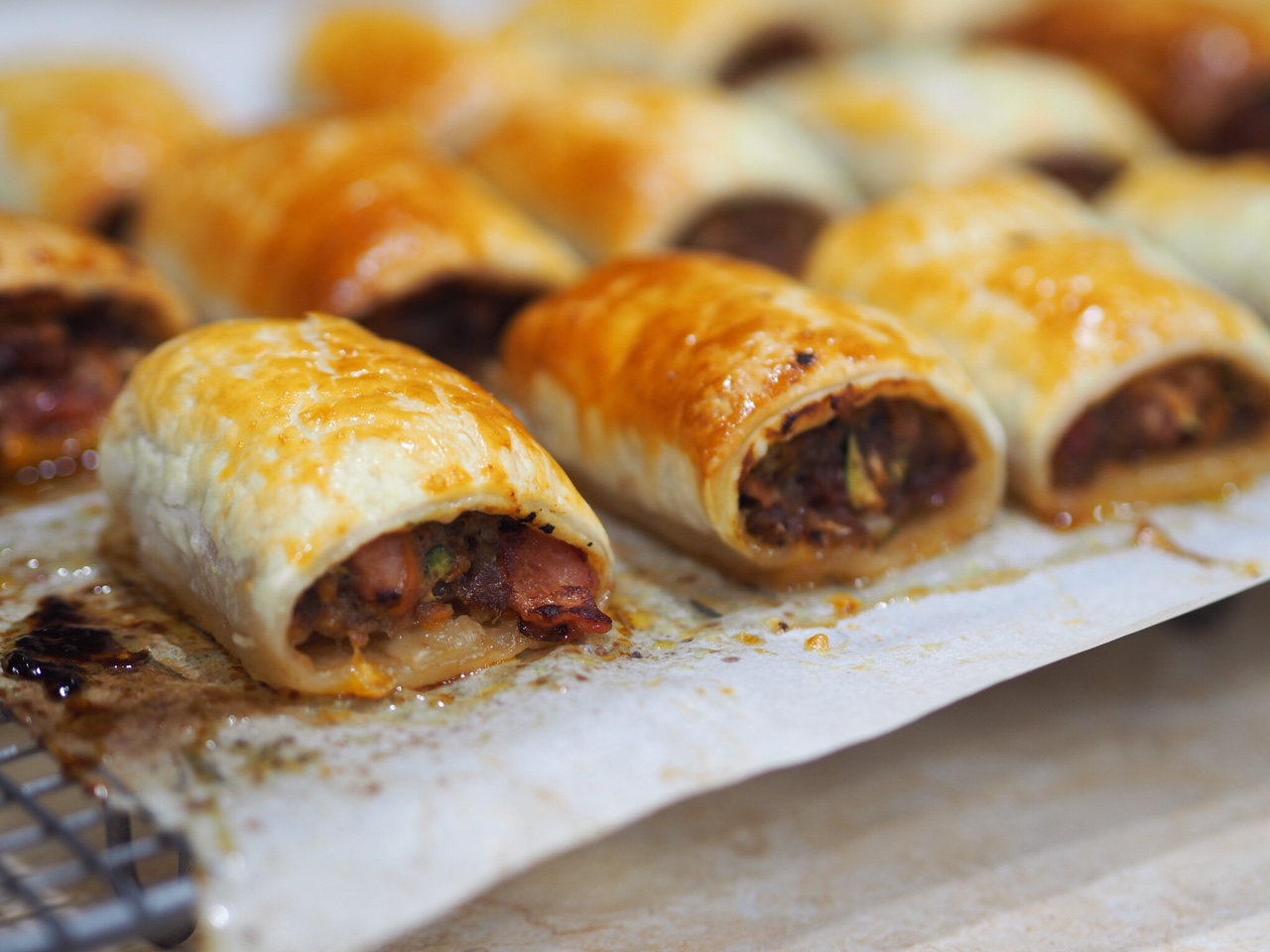 Beef, Bacon and Vegetable Sausage Rolls