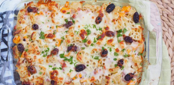 Creamy Mushroom and Ham Pasta Bake