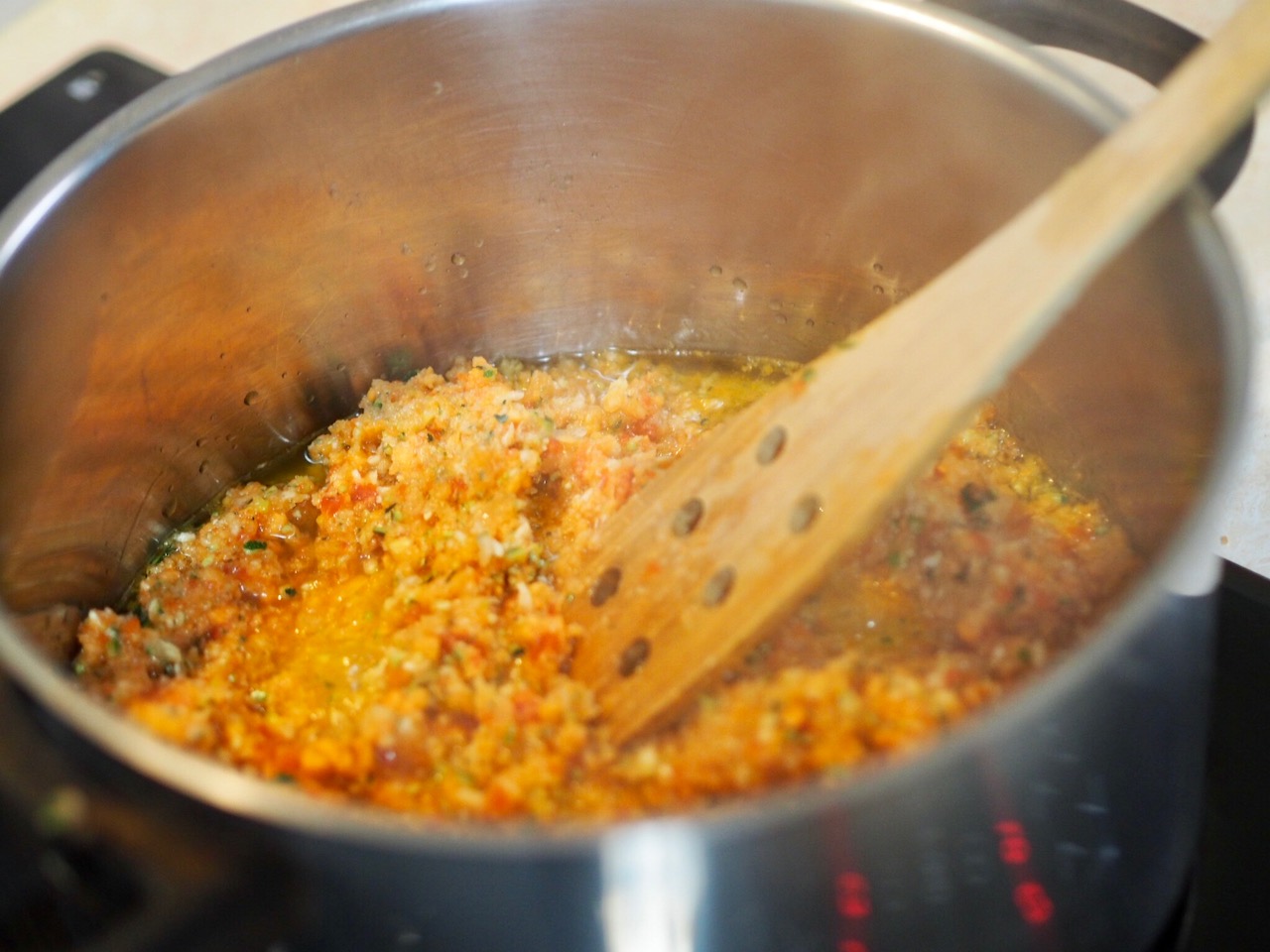 Creamy Five Vegetable and Salami Fusilli Pasta