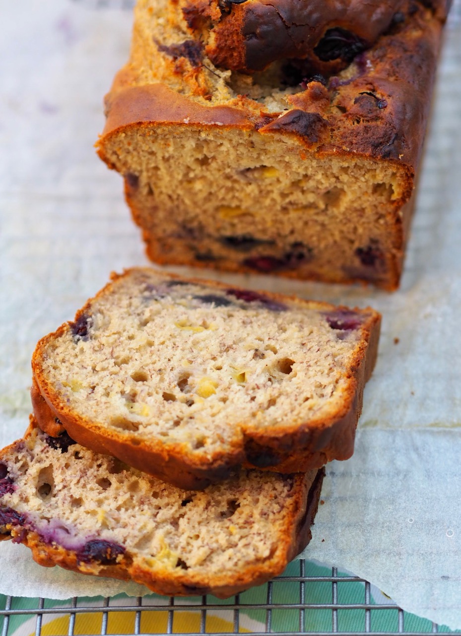 Low Sugar Banana and Blueberry Bread