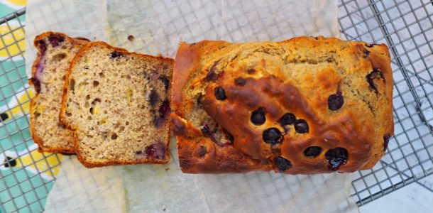 Low Sugar Banana and Blueberry Bread